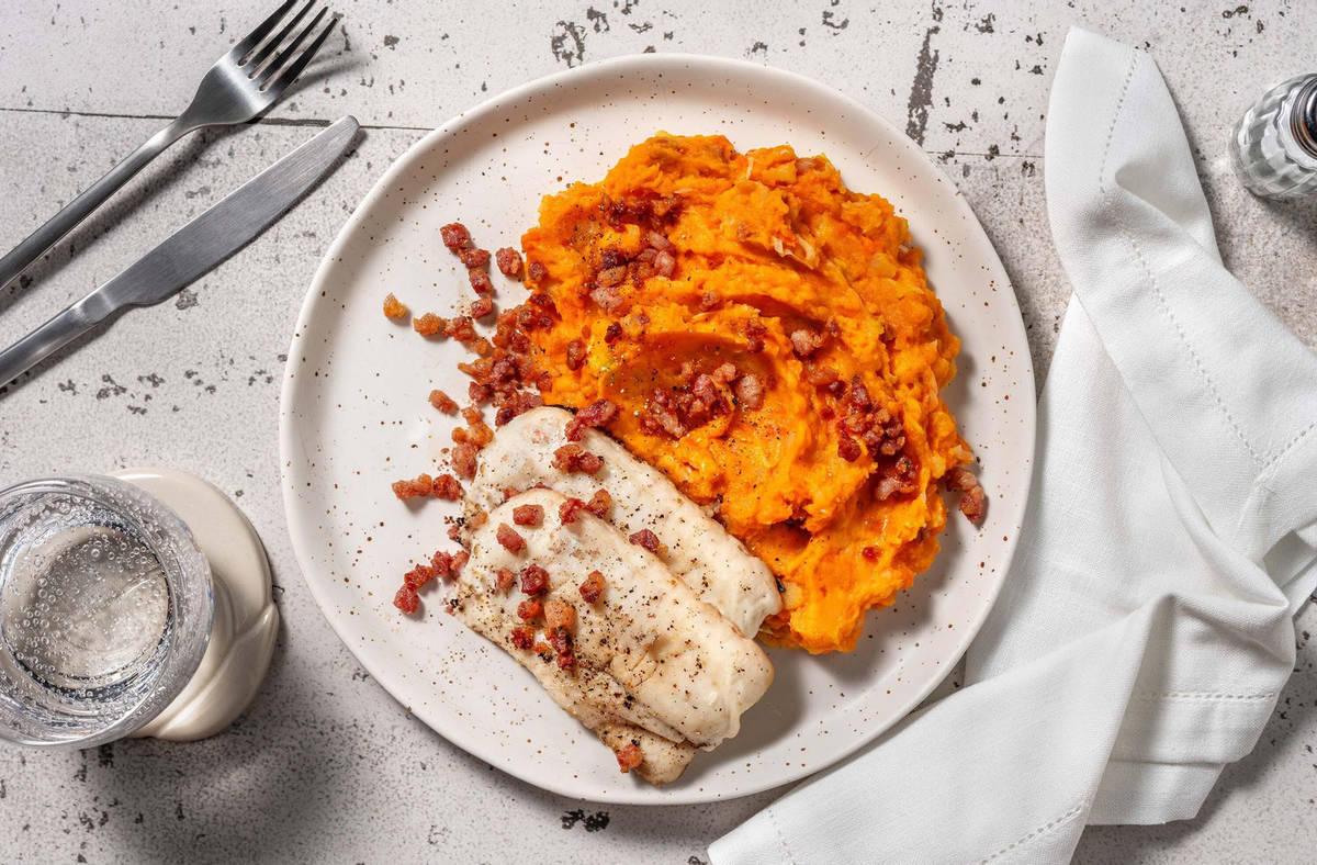 Merlu et purée de patate douce