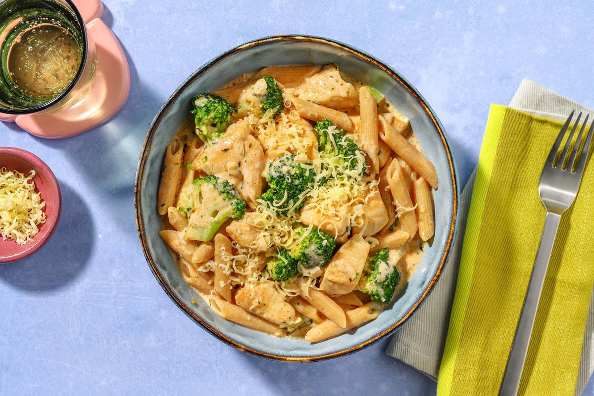 Pâtes au poulet façon Alfredo