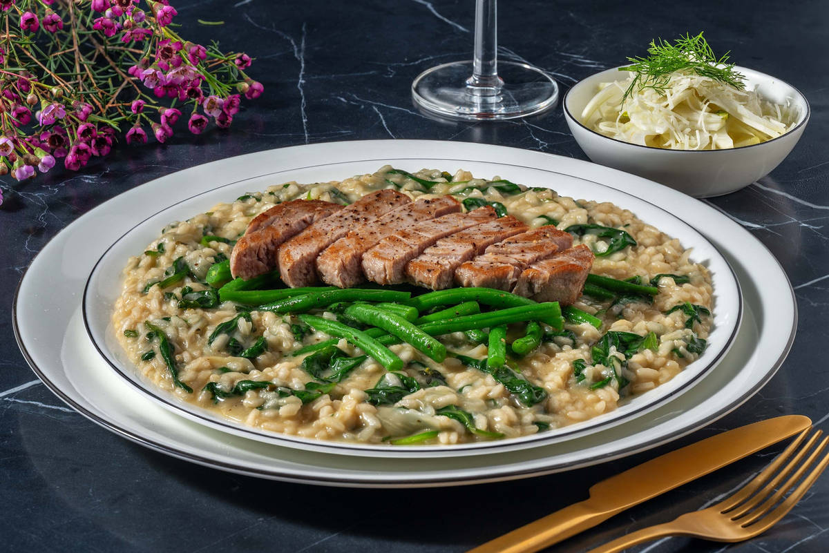 Frisse risotto met tonijnsteak en citroentijm