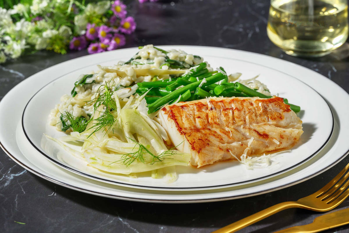 Kabeljauw met romige venkelrisotto