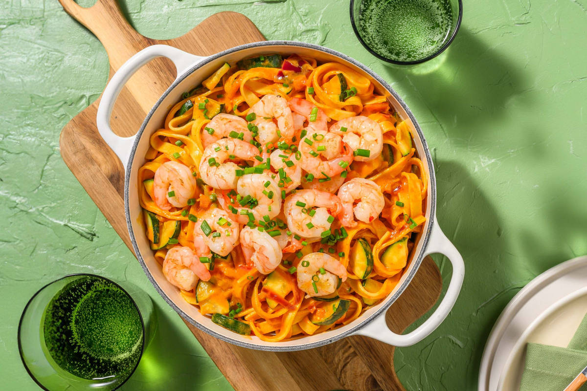 Klassieke scampi diabolique in curryroomsaus