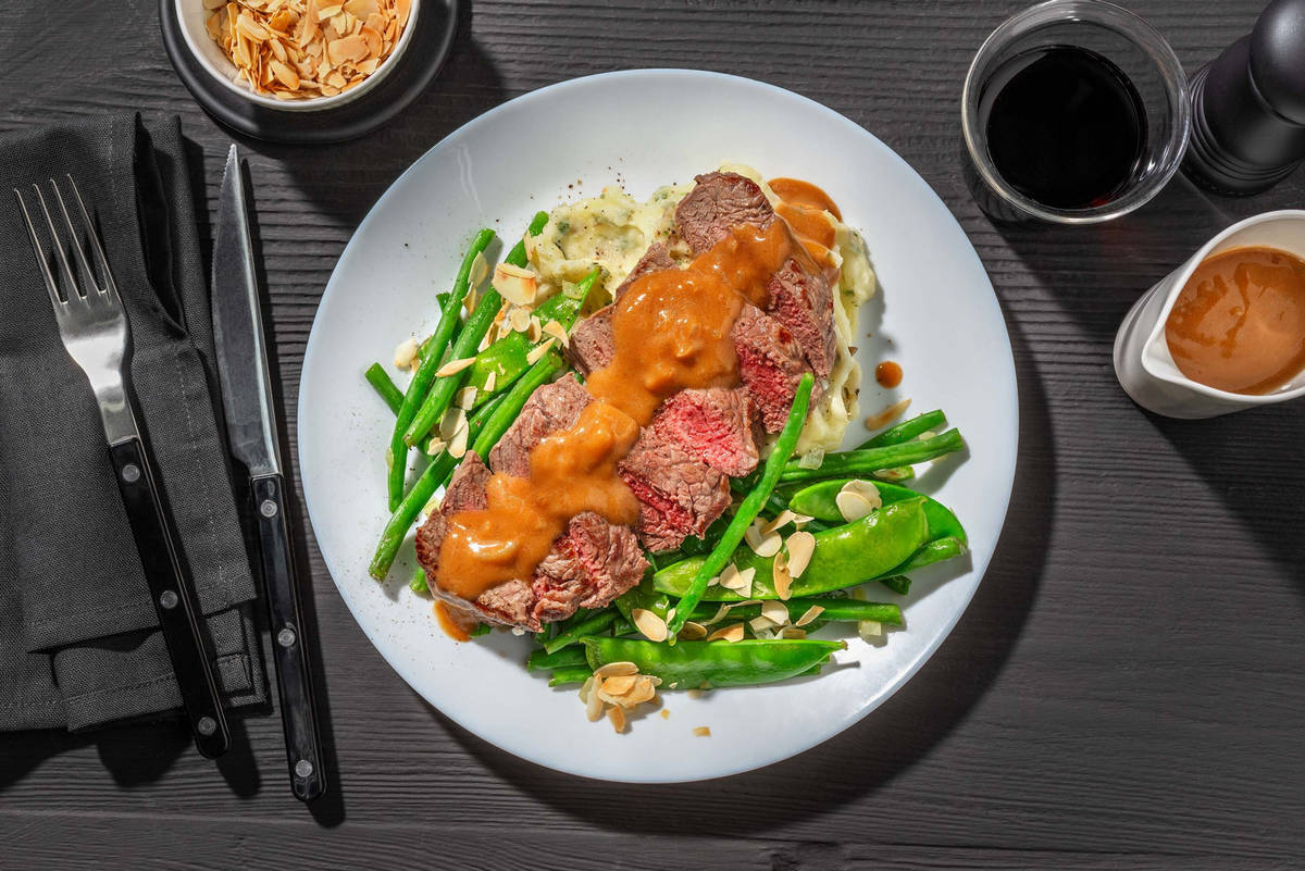 Steak met kalfsjus en truffelolie
