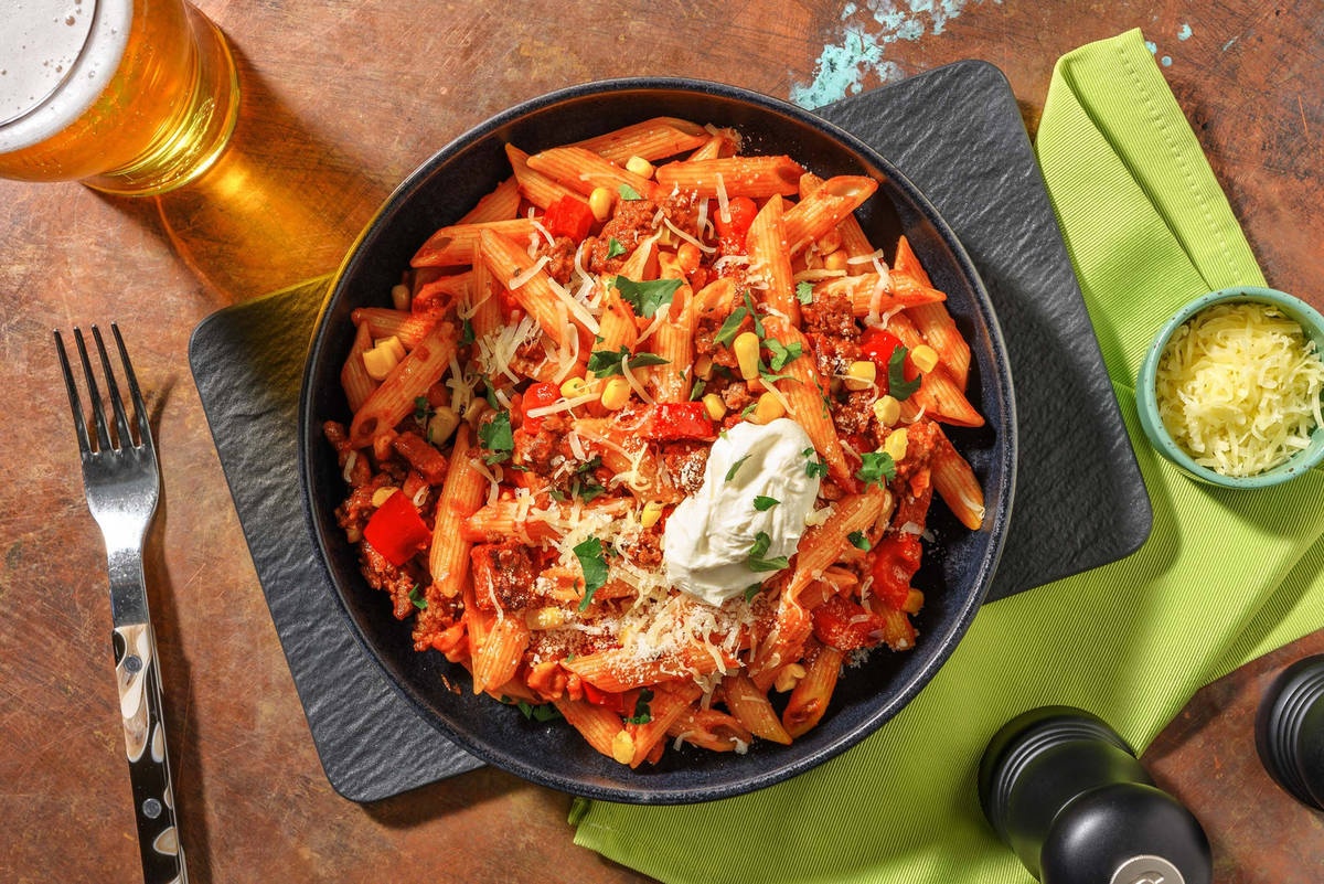 Rijke pasta op z'n Mexicaans