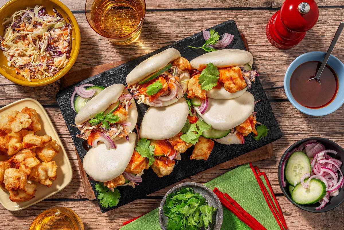 Koreaans geïnspireerde bao buns met kip