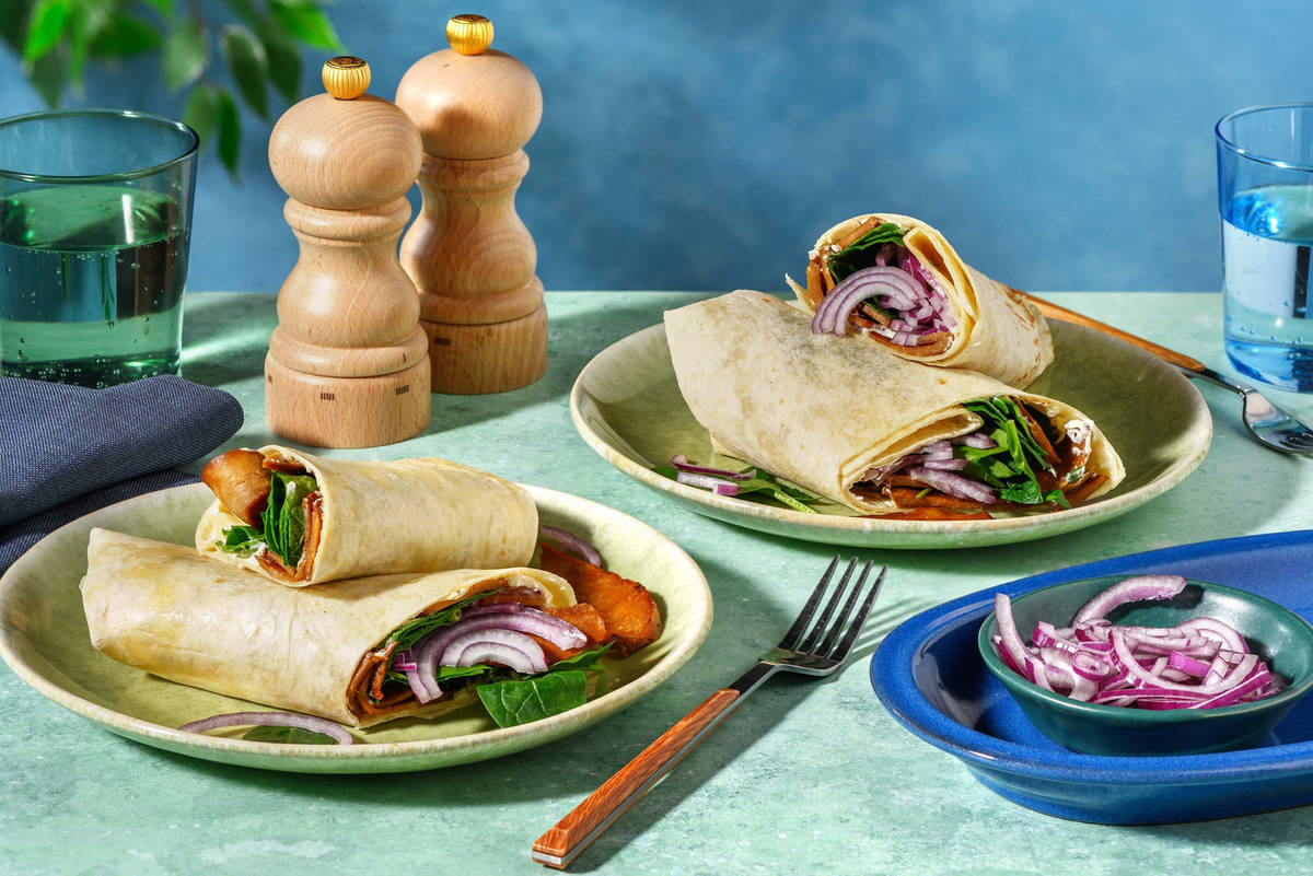 Turkish-style veggie shawarma wrap