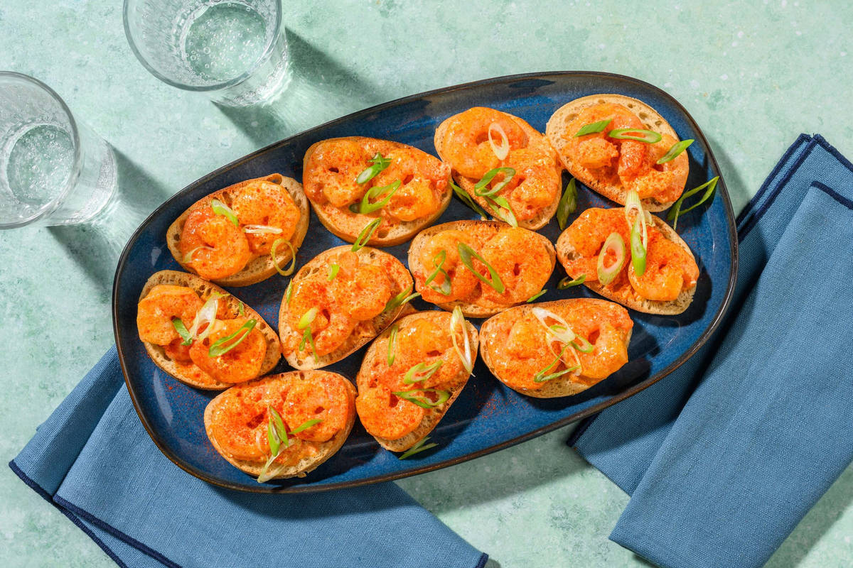 Crostini med cremede rejer