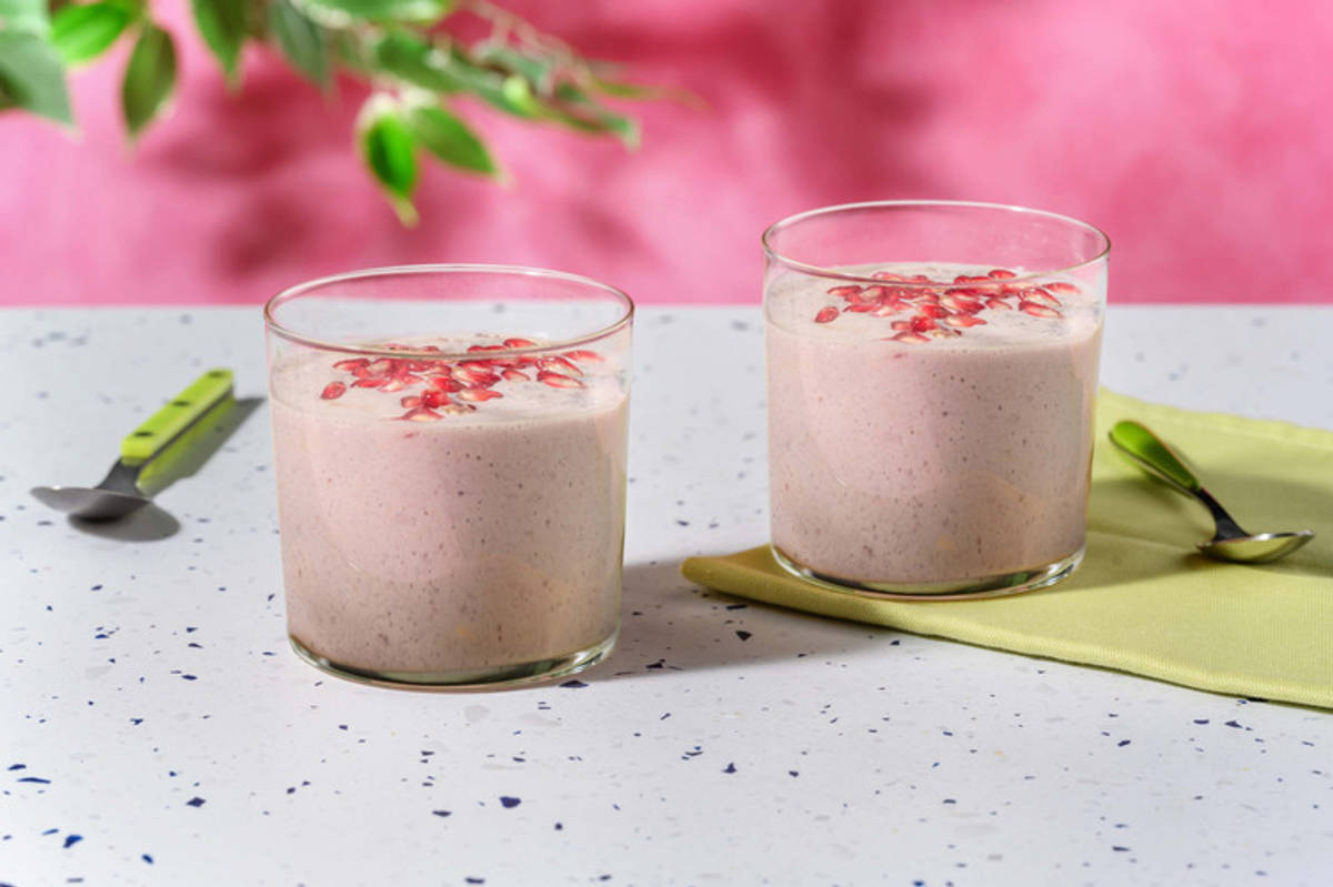 Mangosmoothie met granaatappelpitjes