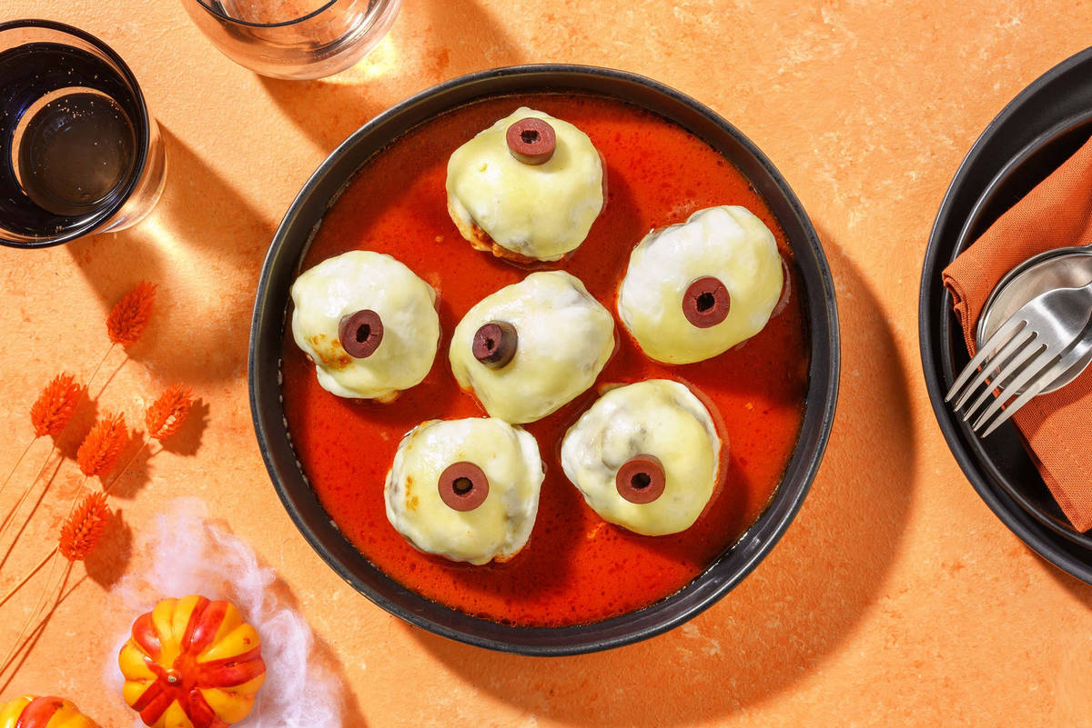 Watchful Meatballs in Spooky Sauce