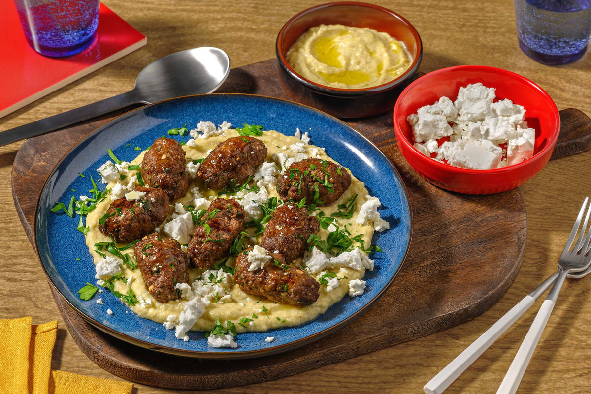 Spiced Beef Köftes & Smoked Aubergine Abagannuc