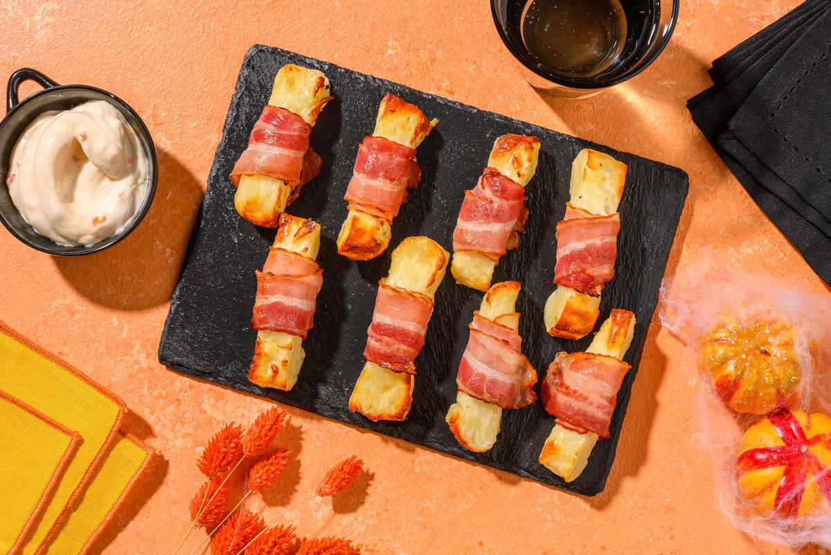 Skeleton Bones Bacon Wrapped Halloumi