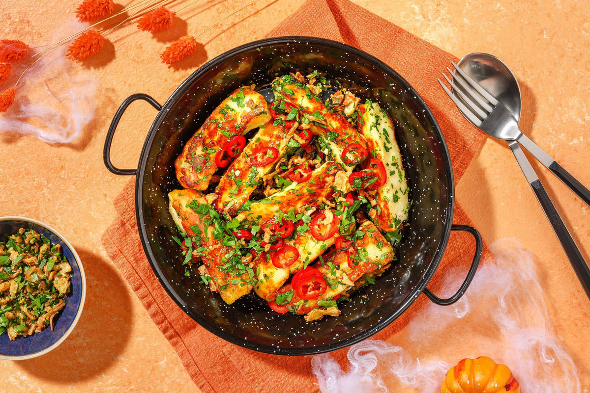 Monster's Teeth Hot-Honey Halloumi Chips
