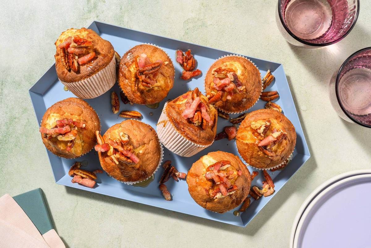 Candied Maple Bacon Breakfast Muffins | Makes 8 Muffins