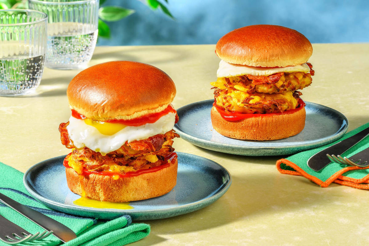 Homemade Hash Brown & Maple Bacon Breakfast Bap