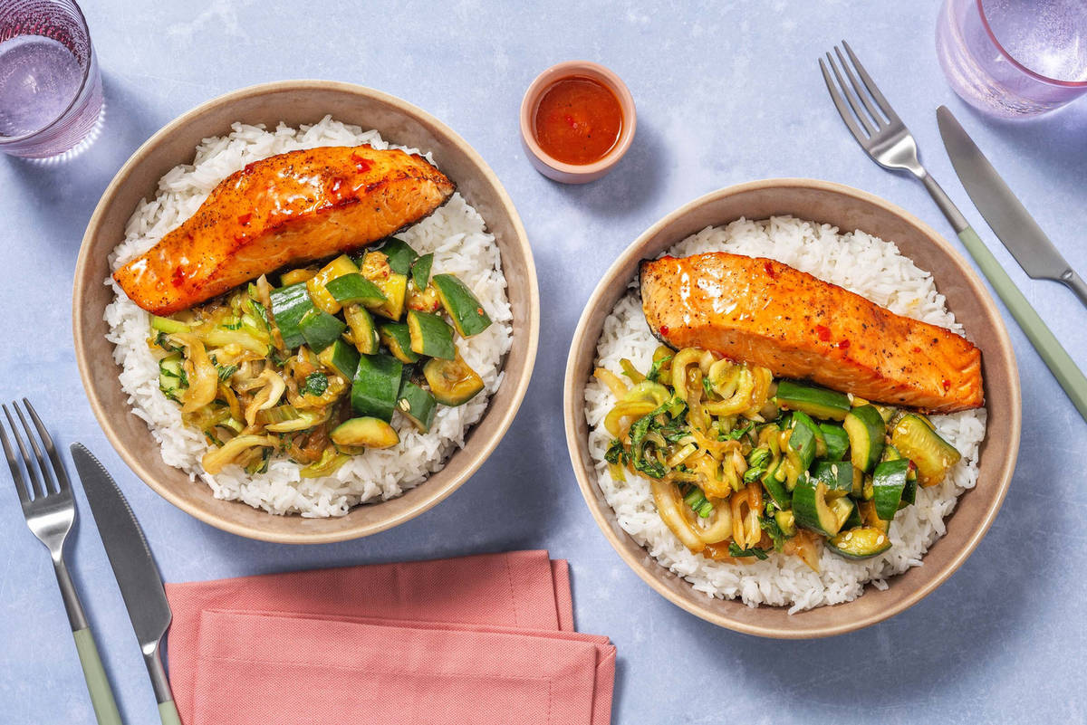 Sweet Chilli Salmon Fillet Rice Bowl