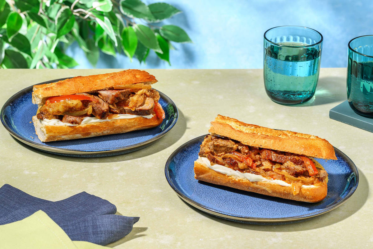 Philly Cheese Style Rump Steak Baguette