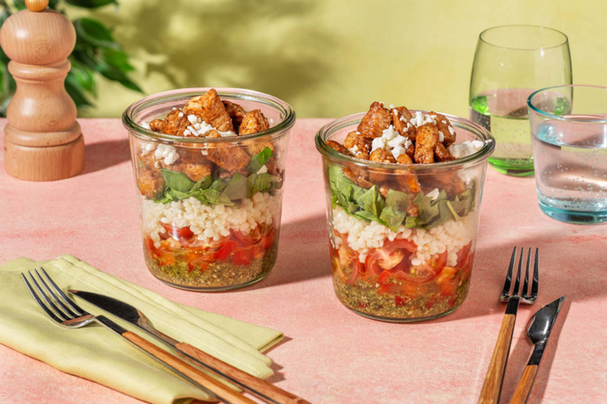 Salade met kip en pestodressing