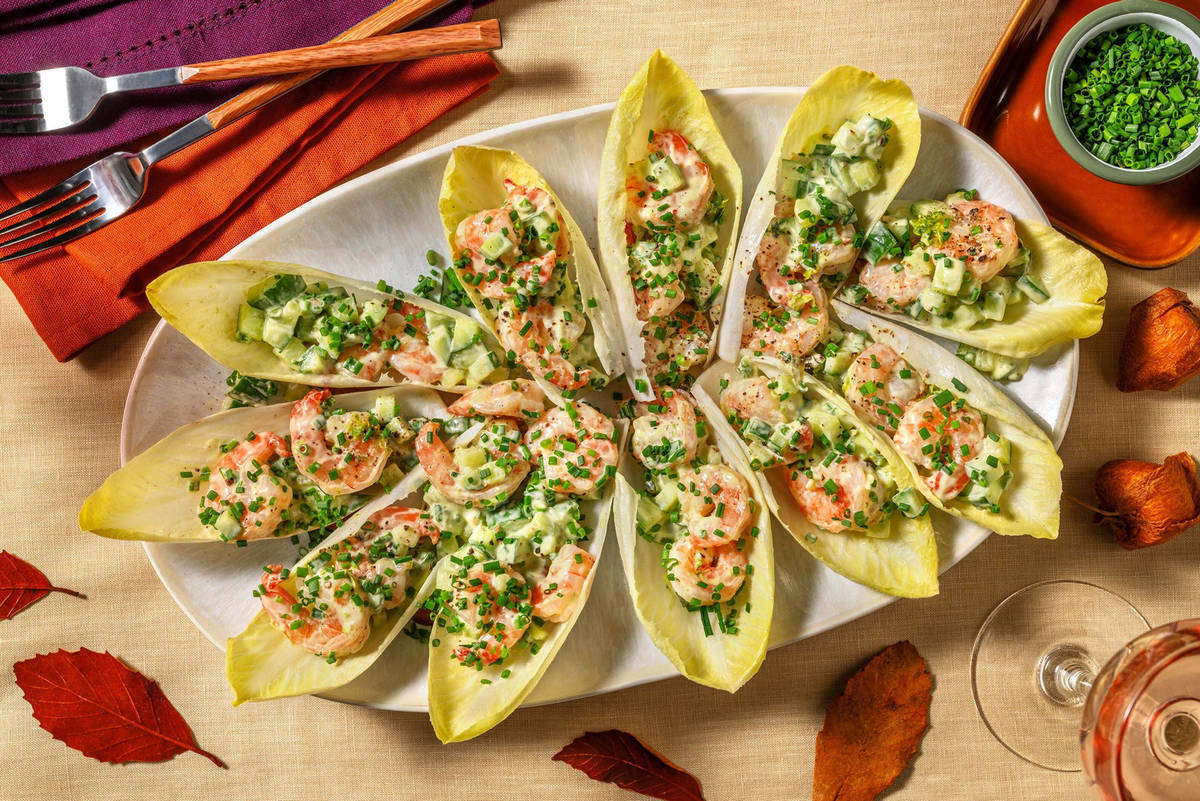 Fresh Shrimp Salad Endive Bites