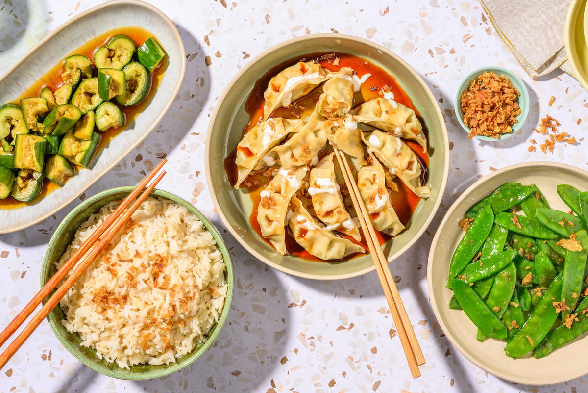 Bento Style Honey Sriracha Chicken Gyozas
