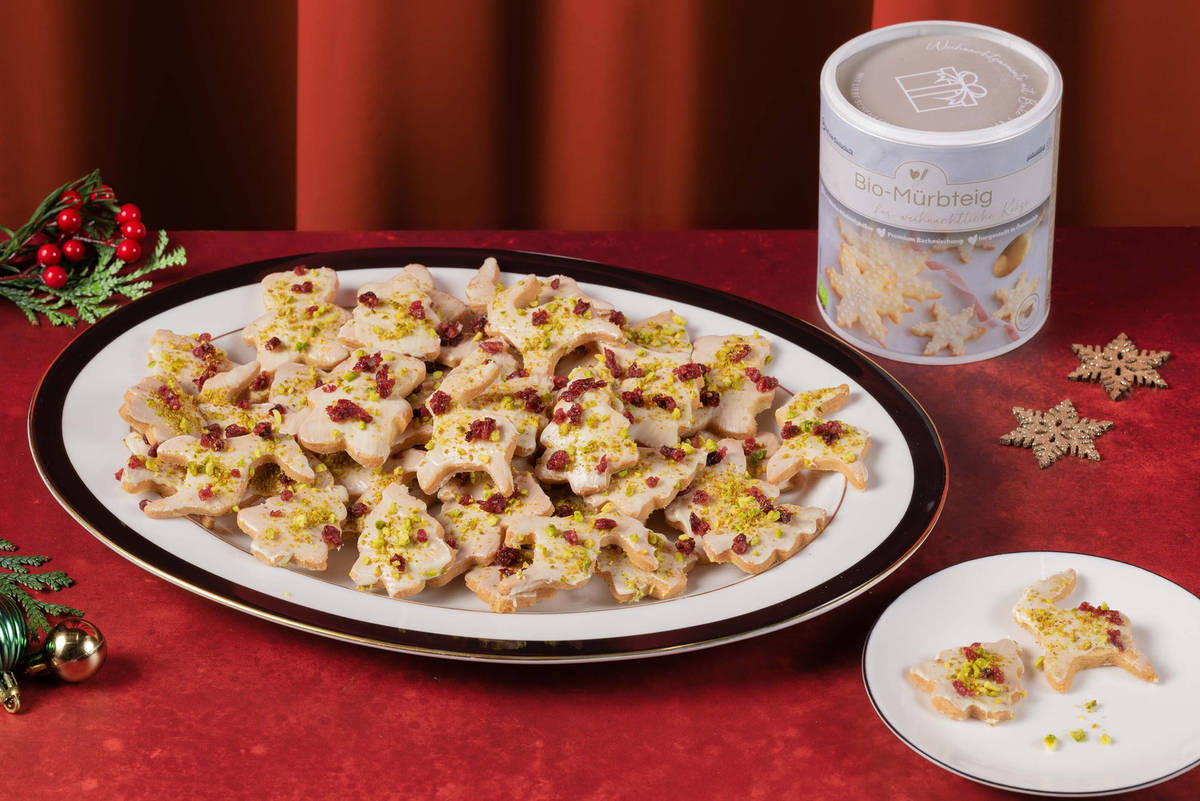 Weihnachtsplätzchen mit Bio Mürbteig Backmischung