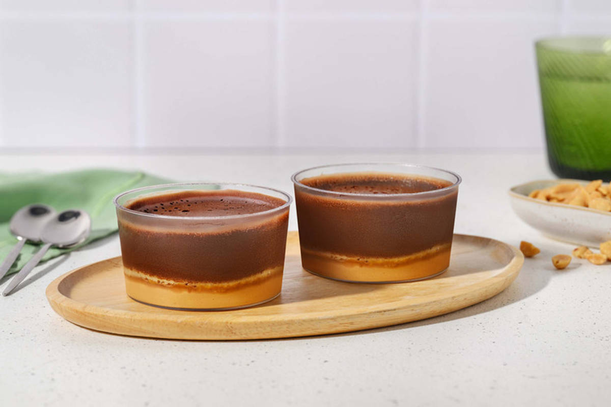 Parfait van chocolade en pinda