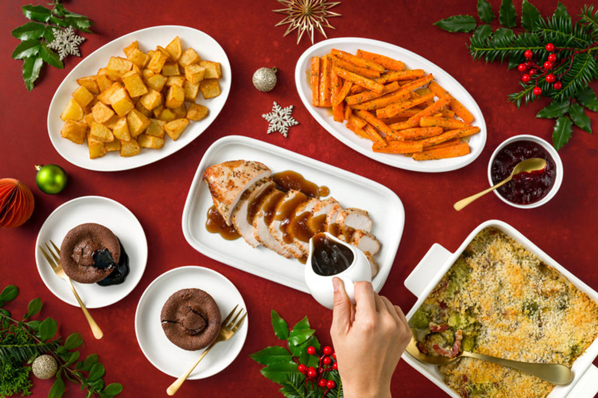 Christmas Turkey Dinner with Sides and Dessert