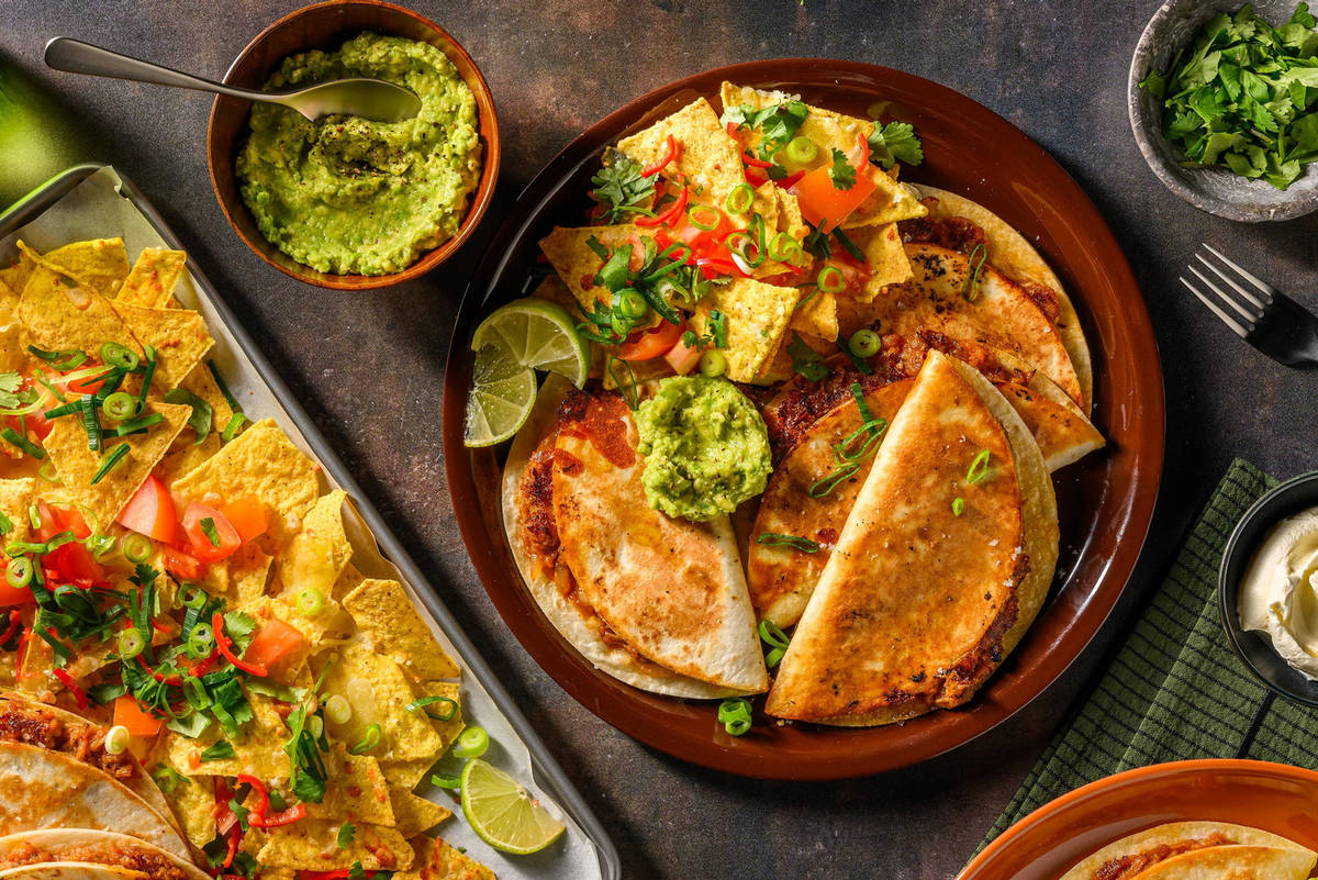 BBQ-kryddade pulled pork-quesadillas
