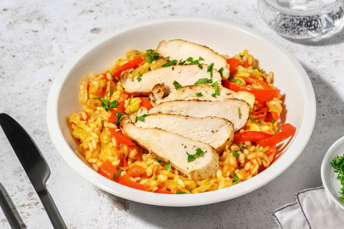 Spanskinspirerad kycklingpaella