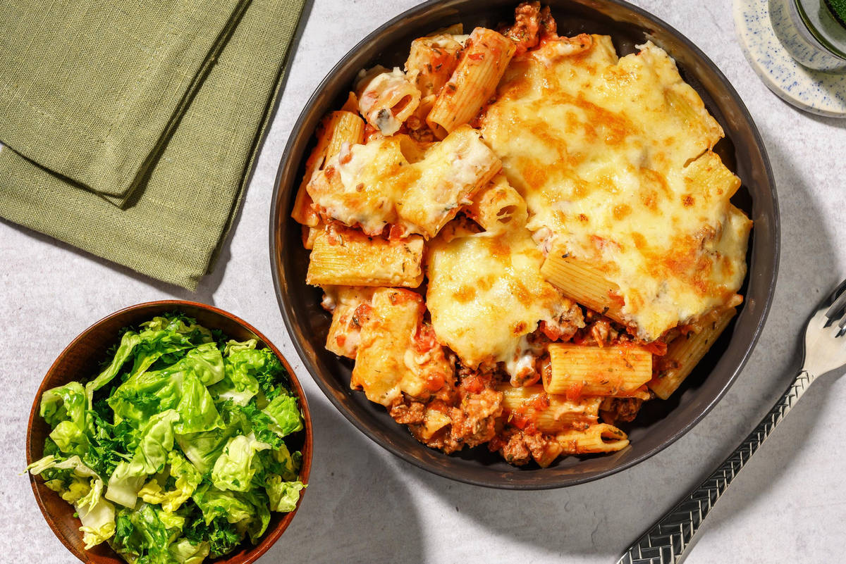 Ovnsbakt pasta bolognese