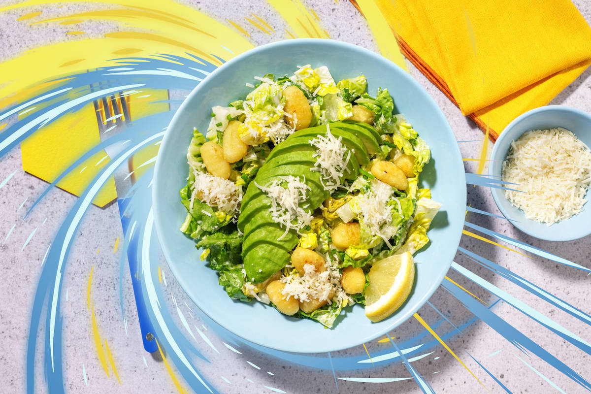 Pflanzenpower Gnocchi-Salat inspiriert von Bisasam