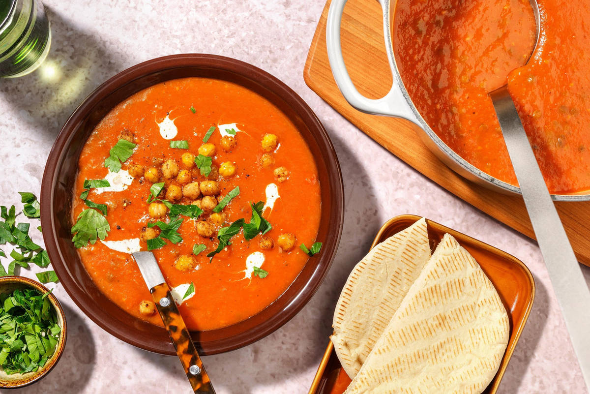 Harira-Inspired Stew with Roasted Chickpeas