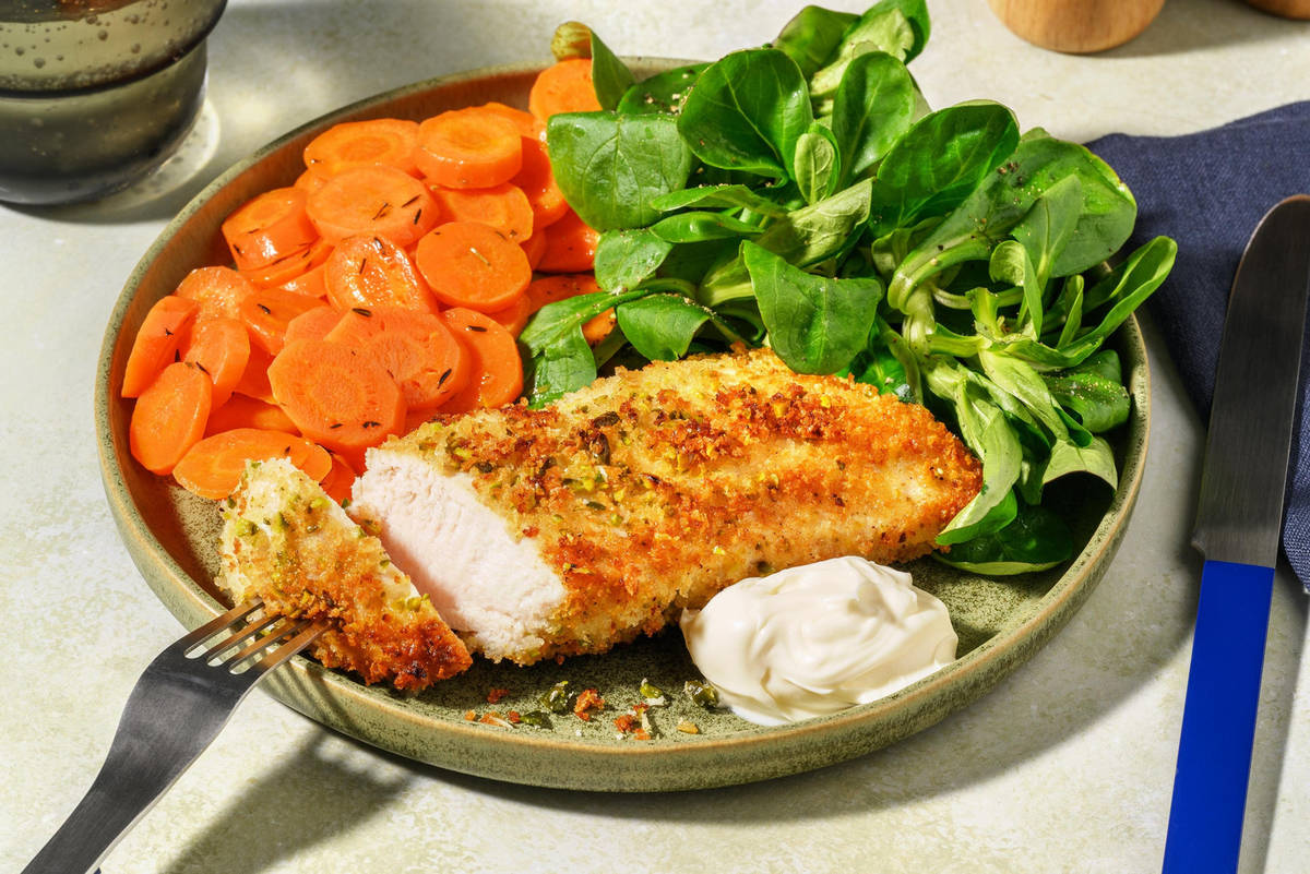 Pollo fritto in crosta di pane e pistacchi