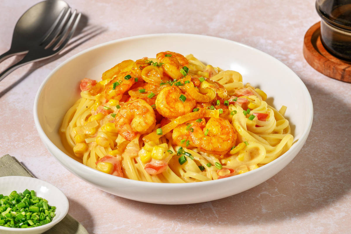 Cremet cajunkrydret rejespaghetti