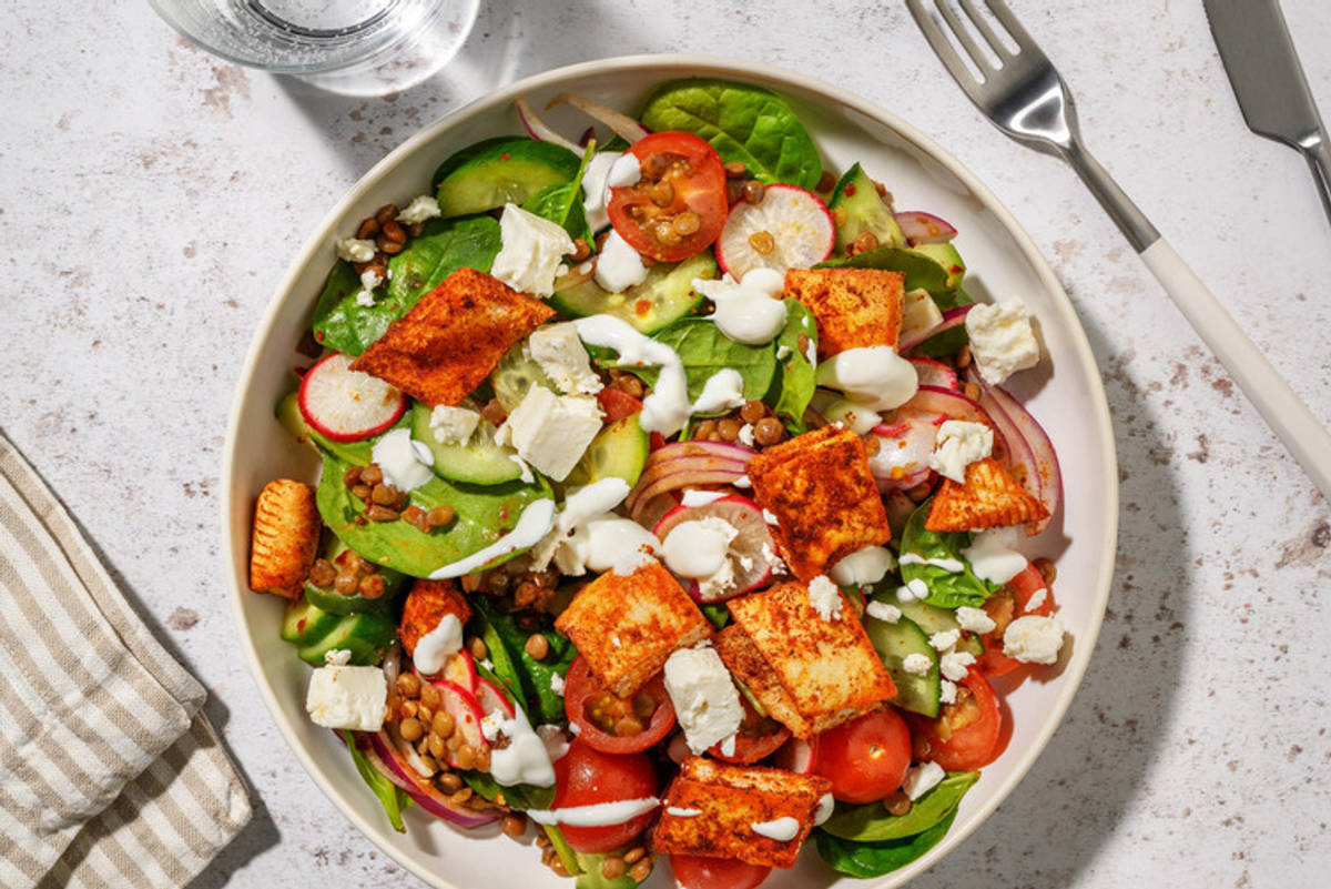 Jorden Runt-kryddad grön linssallad