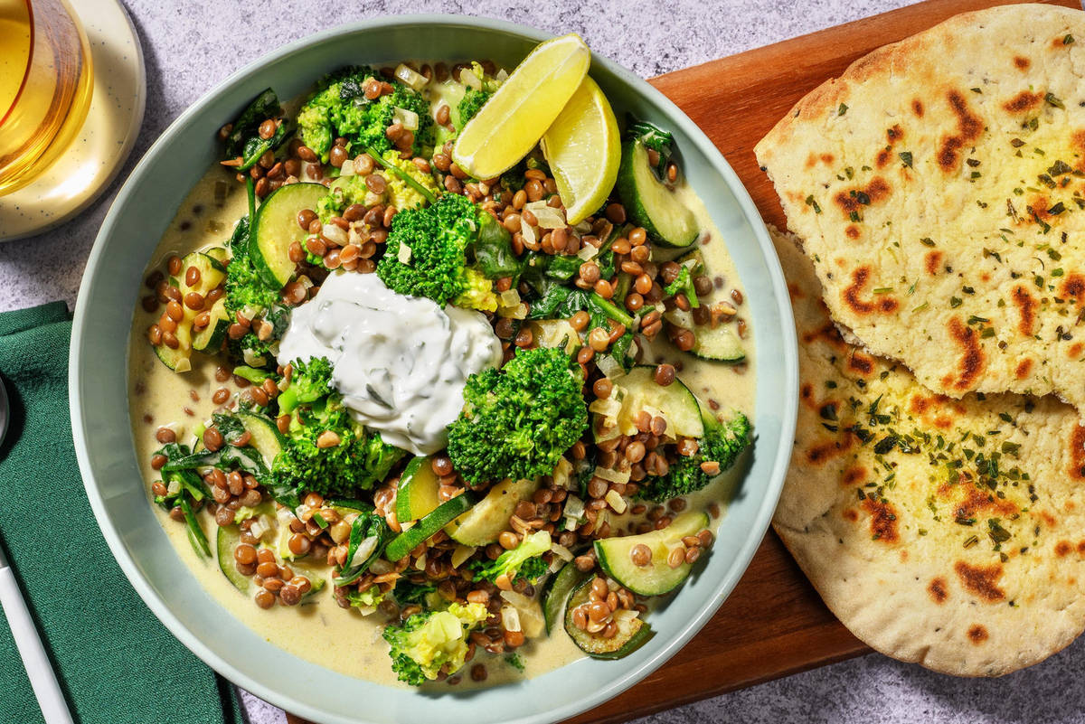 Lentils in Fragrant Green Curry Sauce