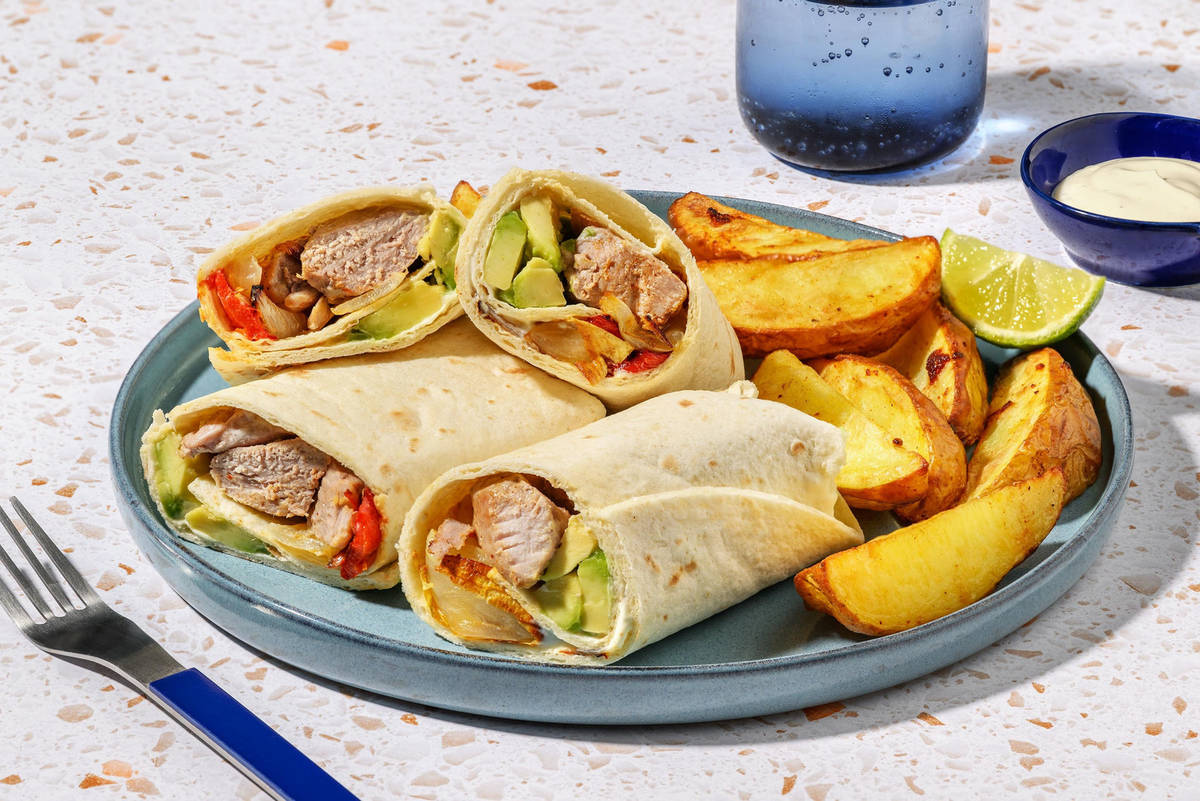 Burritos de Cerdo: Wraps mit Bio-Schweinefilet und Röstgemüse