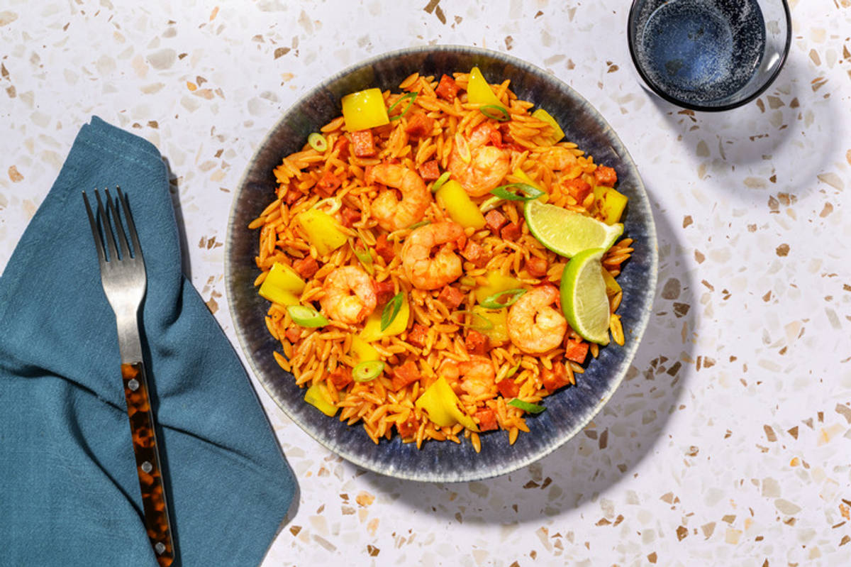 Paella-style Prawn and Double  Chorizo Orzo