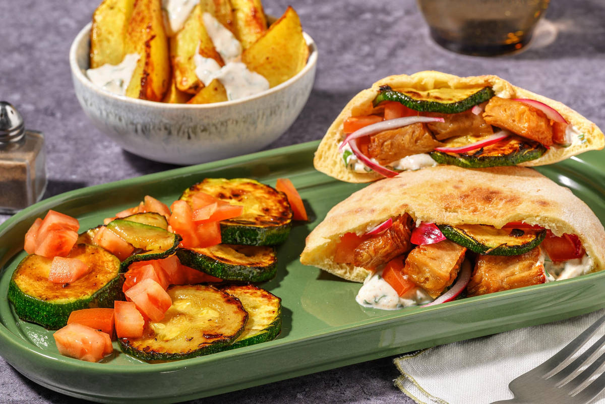 Shawarma med vegetarstrimler og zucchini 