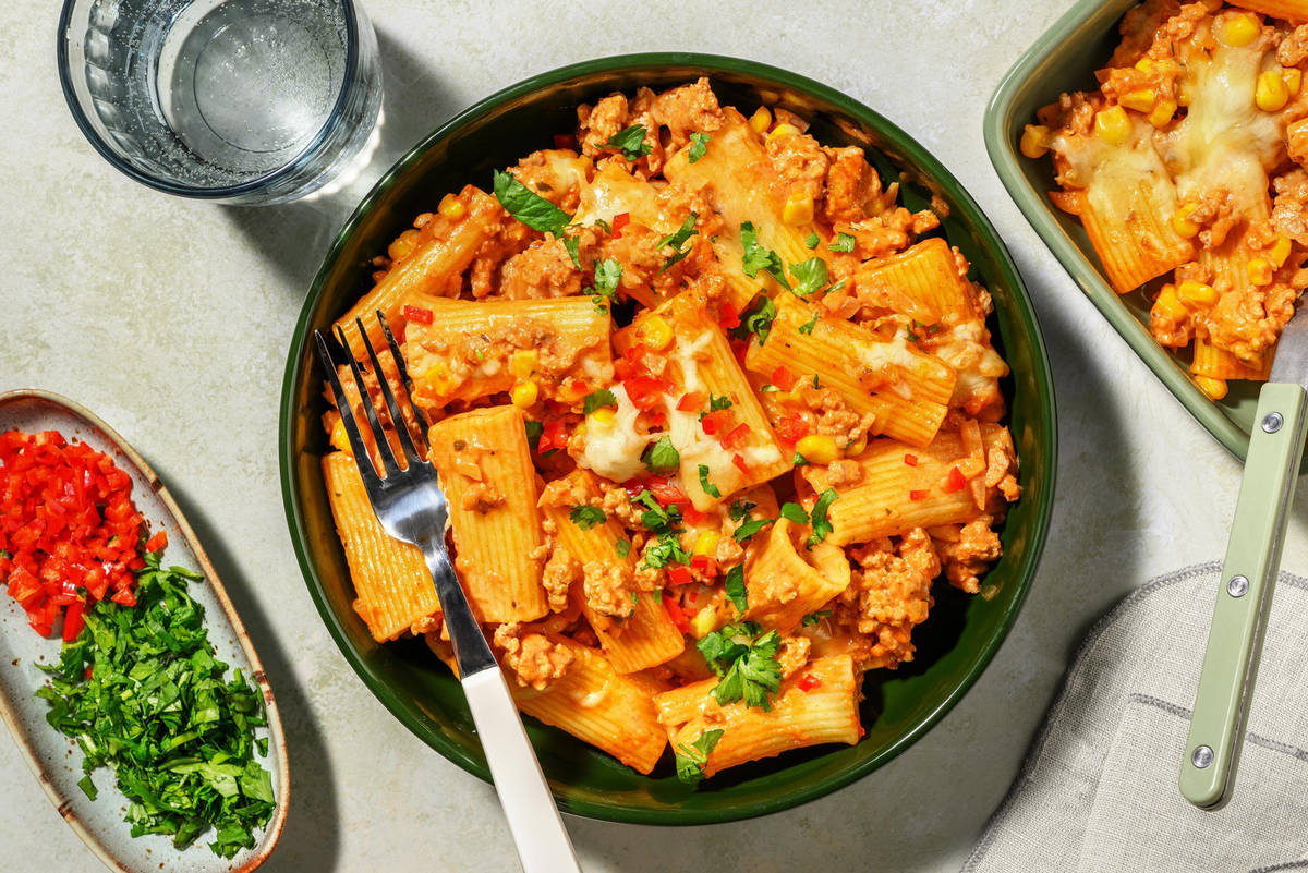TexMex-pasta med hakket svine-kalvekød