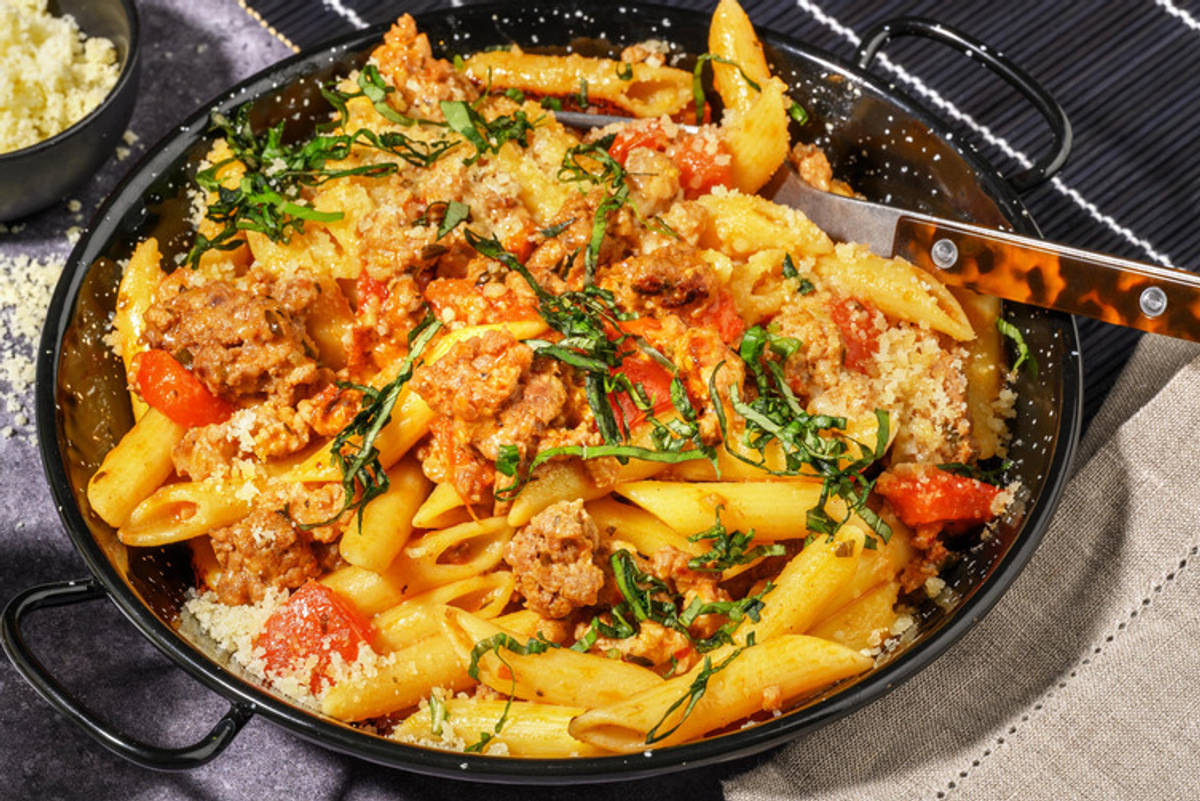 Arrabiata på blandfärs