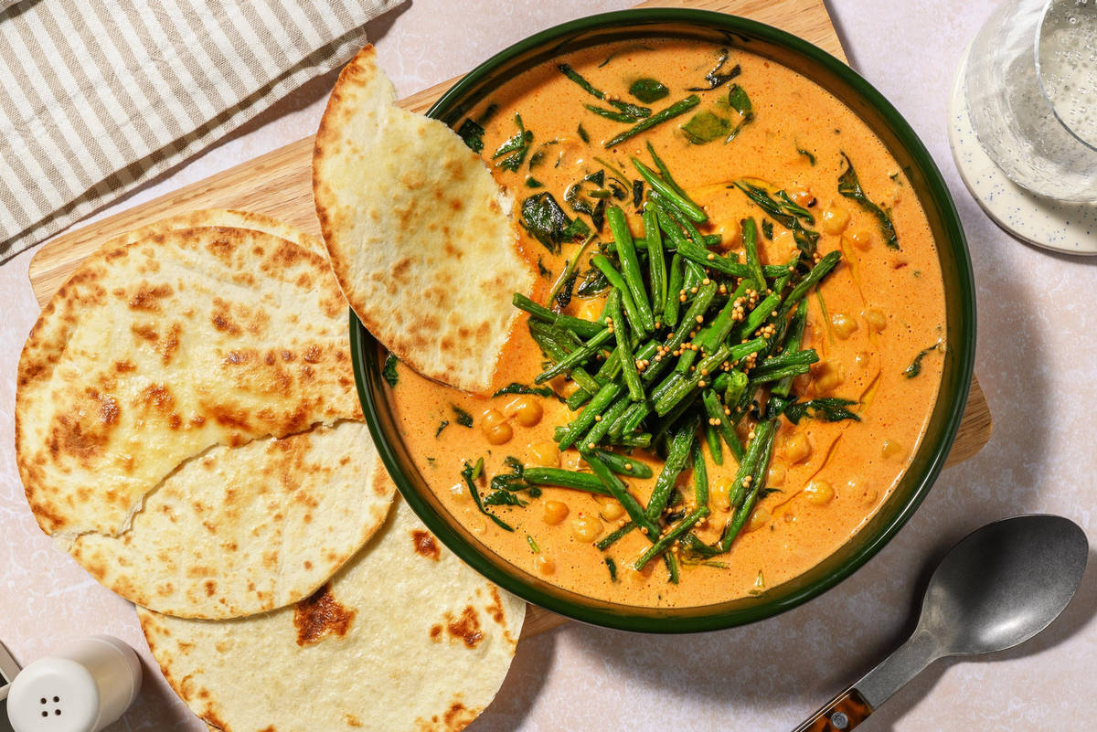 North Indian Style Coconut, Chickpea and Spinach Curry