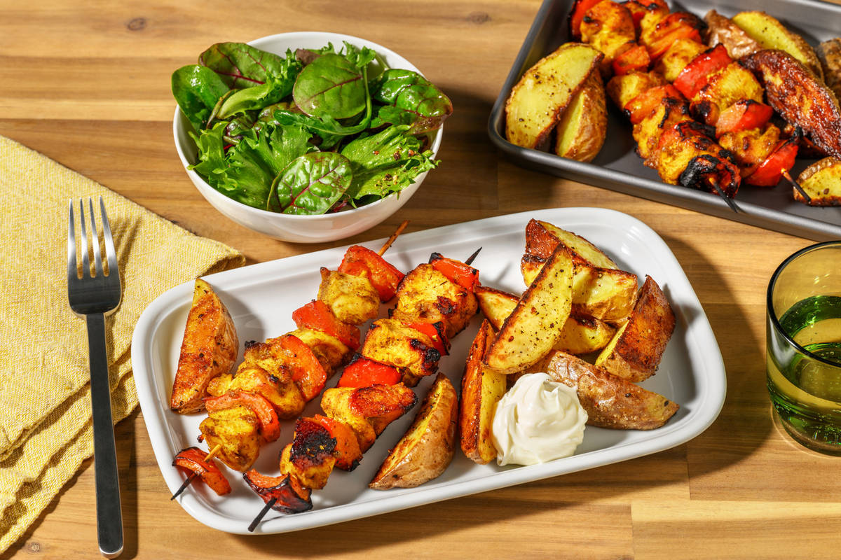 Korma Spiced Chicken and Pepper Skewers