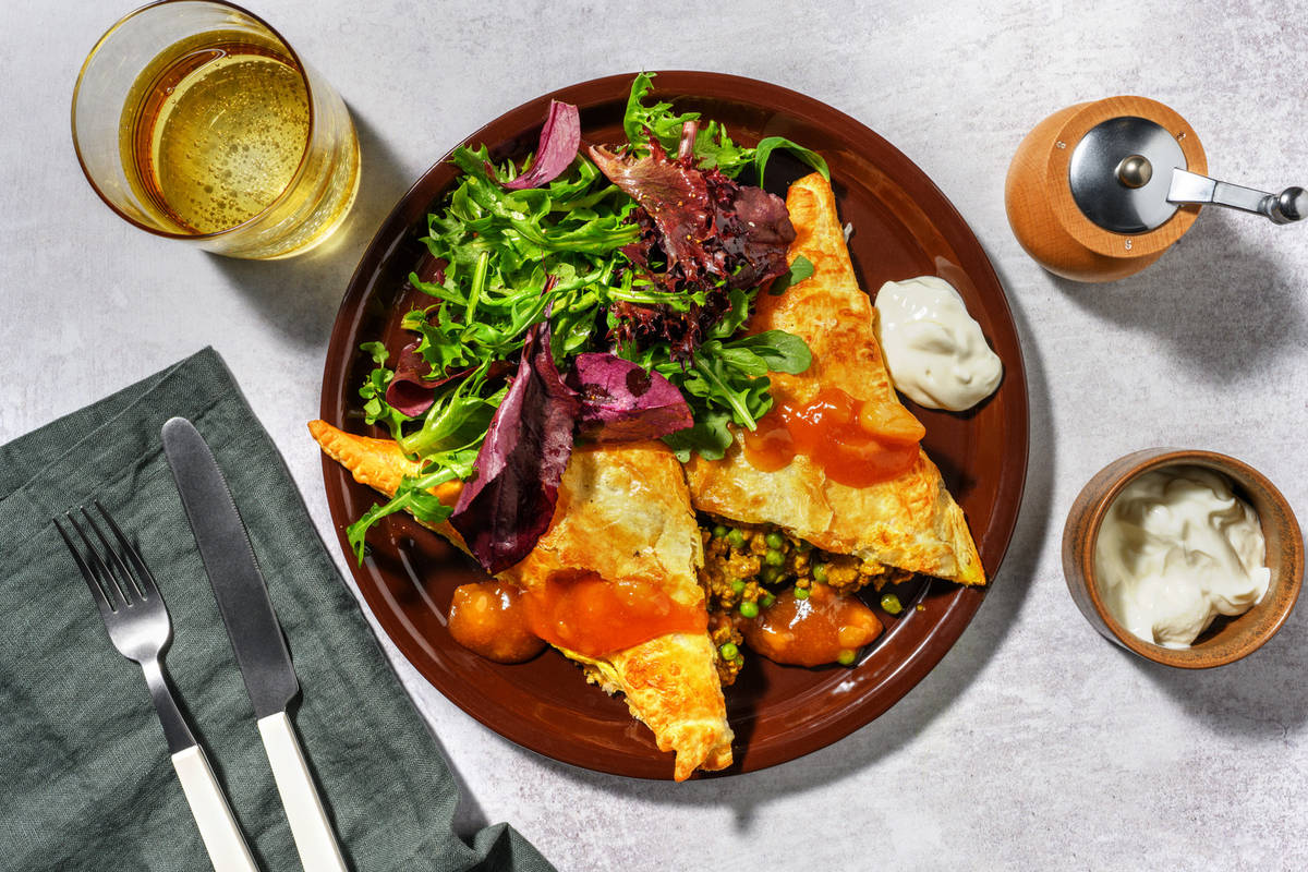 Homemade Beef Korma and Pea Parcels