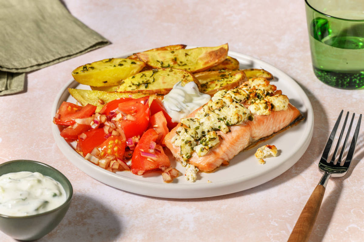Grekisk-inspirerad lax