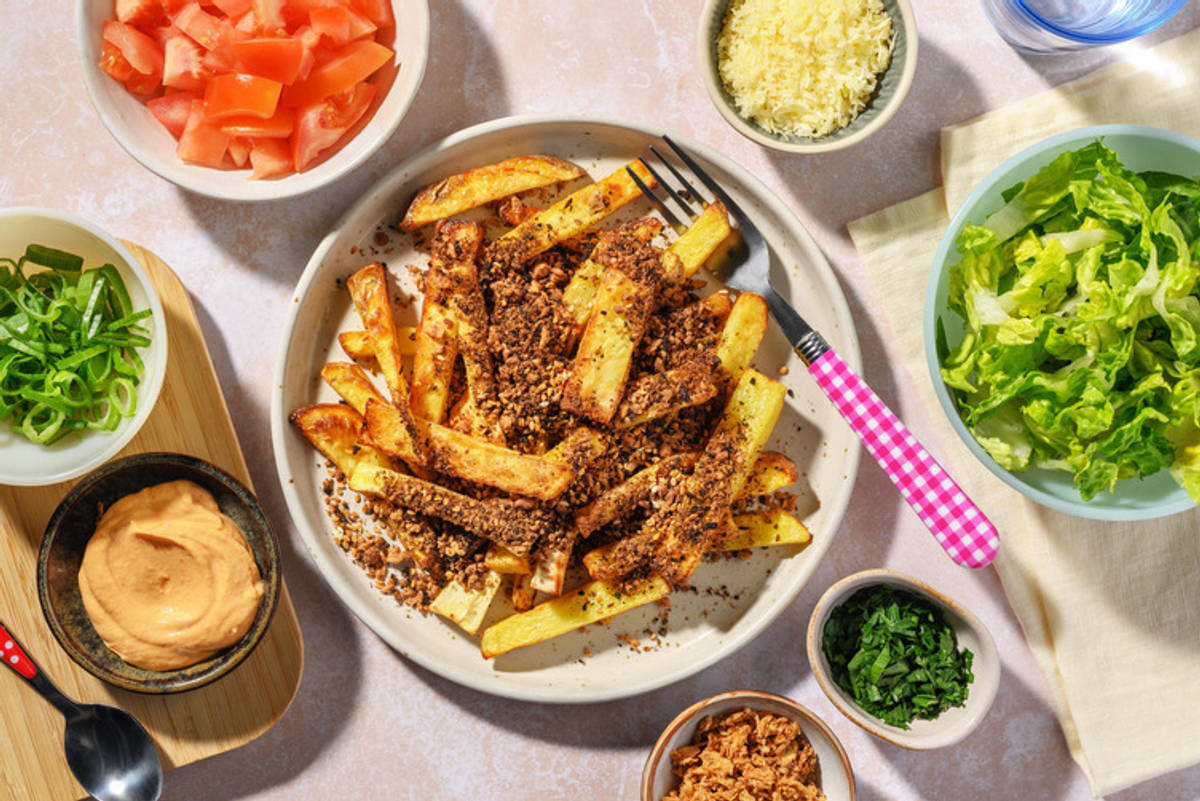 Vegetarisk cheeseburger-bowl