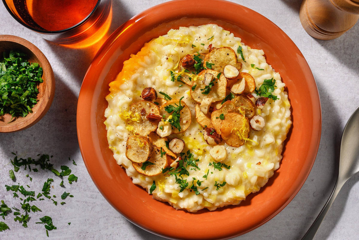 Risotto met krokante aardpeer