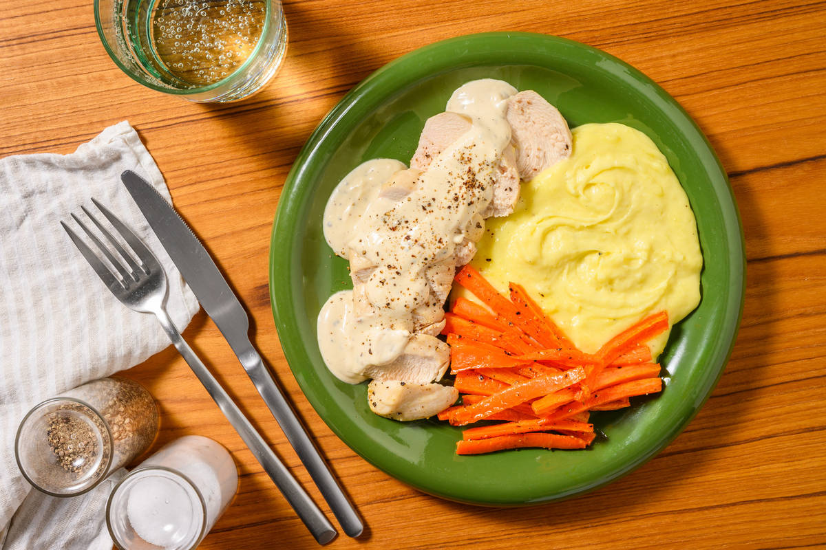 Salmon in Creamy Peppercorn Sauce