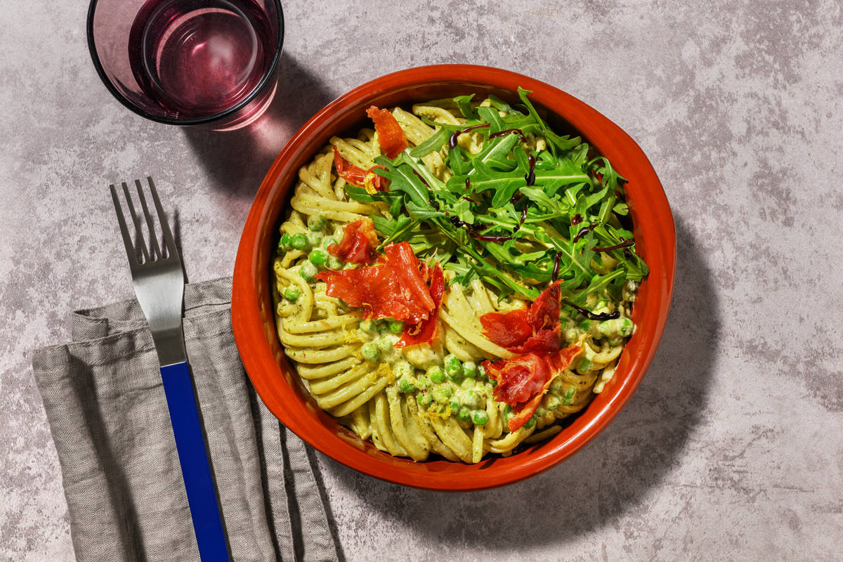 Serrano Topped Super Green-y Linguine