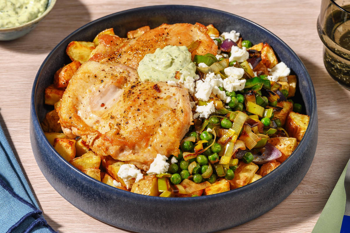 Spring Chicken Breast, Leek, Peas and Potatoes