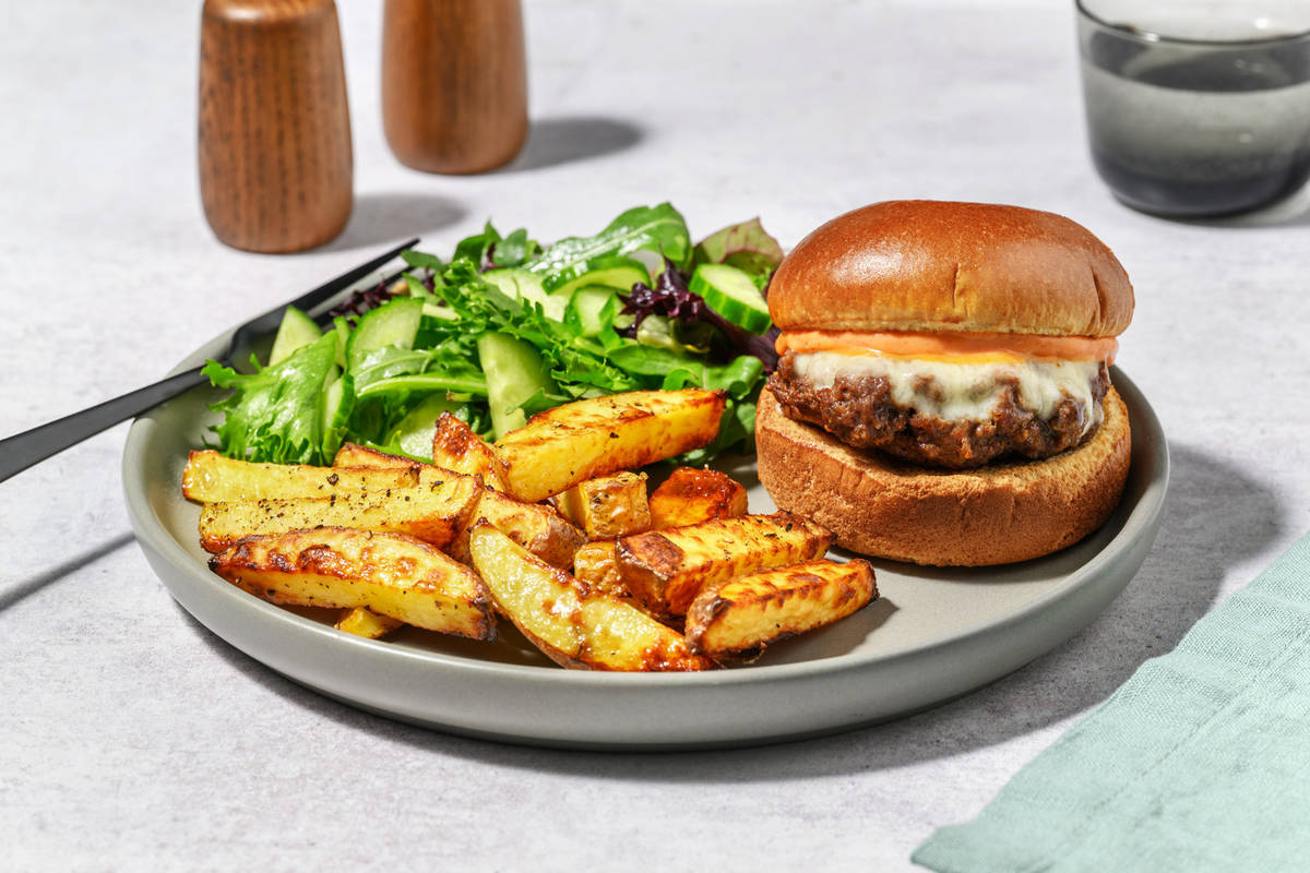 Cheesy American Style Bacon Smash Burger
