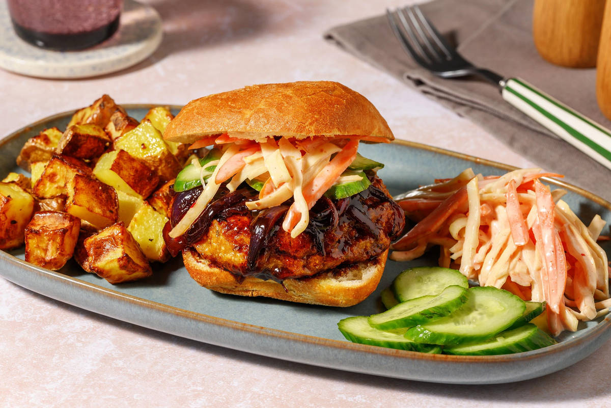 Burger végé teriyaki et slaw piquant sur ciabatta